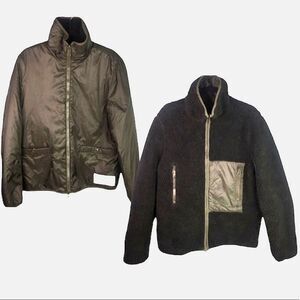 SEMPACH Men's Reversible Full Zip Sherpa Water Resistant Nylon Jacket M